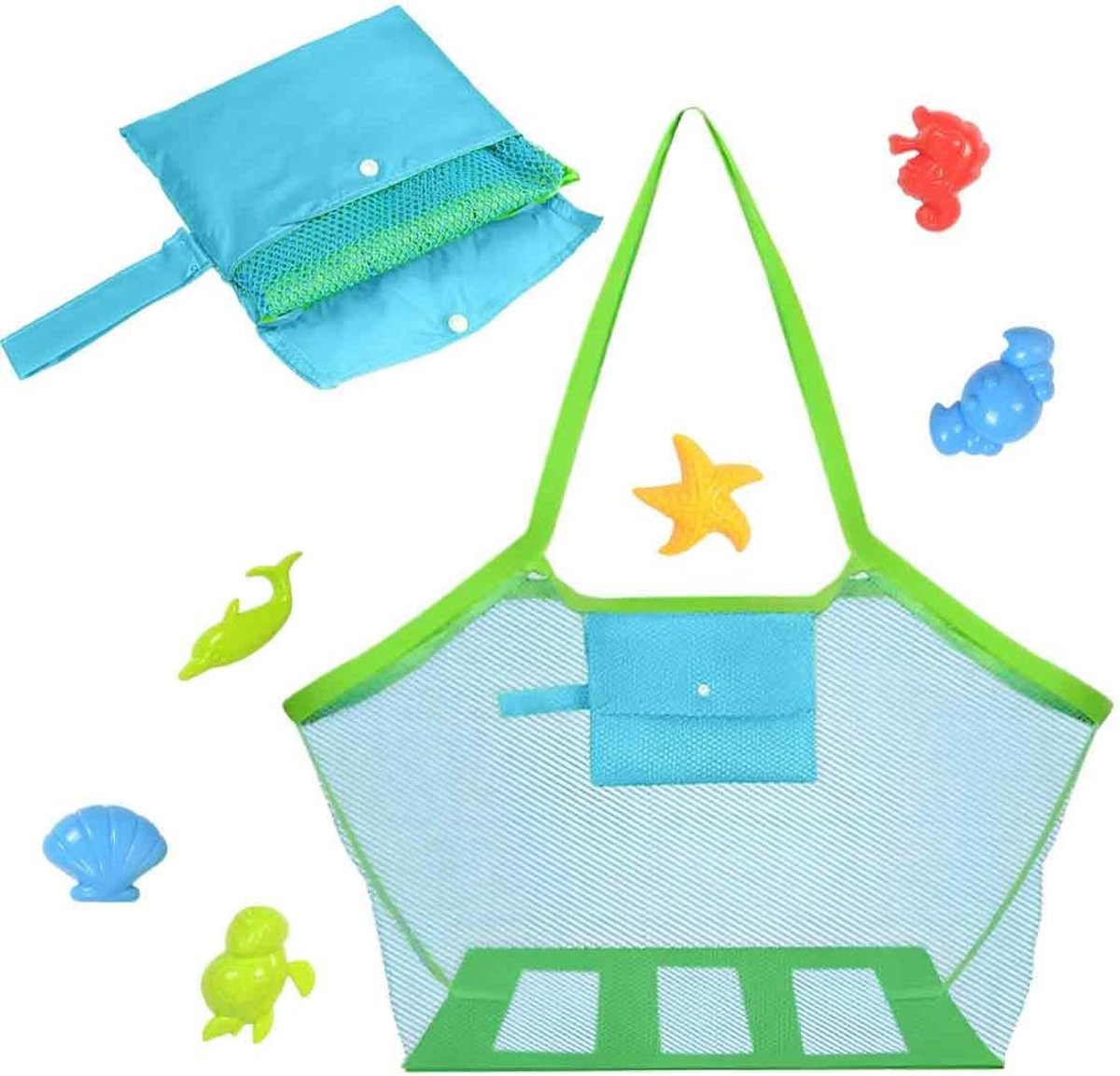 Strandtas voor kinderen - grote duurzame tas - ideaal voor speelgoed en zwemspullen - houdt alles georganiseerd - SnelShoppen