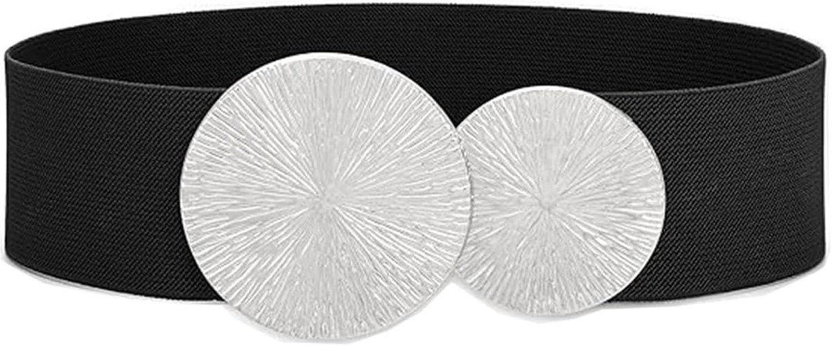 Brede Riem voor Dames - Elastische Tailleband - Zwart - Gouden Gesp voor Stijlvolle Outfits - SnelShoppen