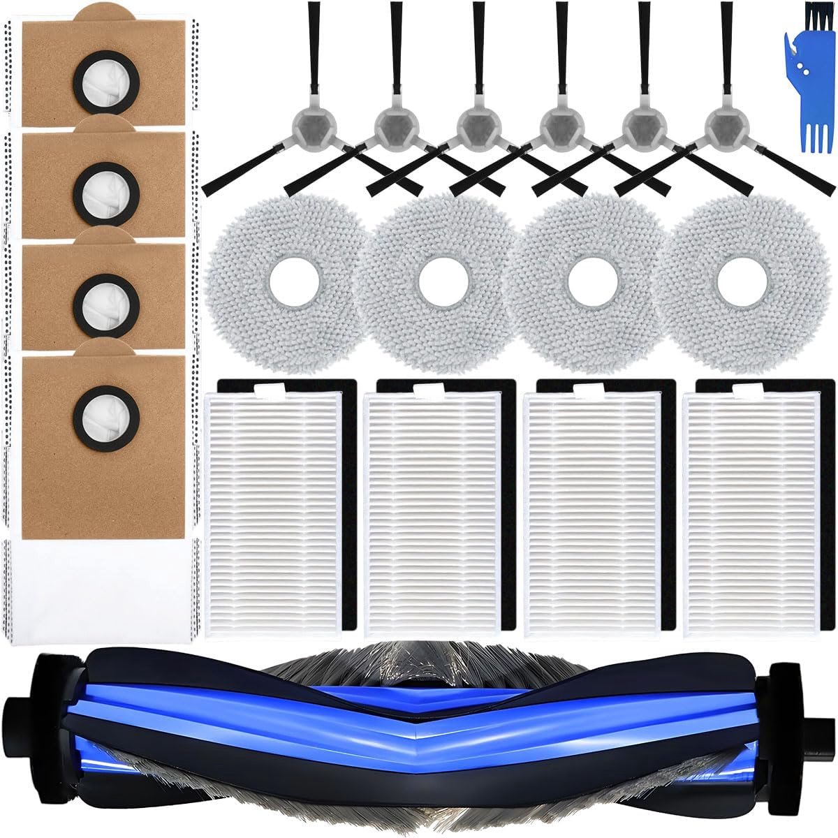 Onderdelen voor Lefant M3 / M3 Gen 2 Robotstofzuigers 1 x hoofdborstel 4 x HEPA-filters 6 x zijborstels 4 x stofzakken 4 x dweildoeken Wasbaar Verbruiksartikel Accessoiresset
