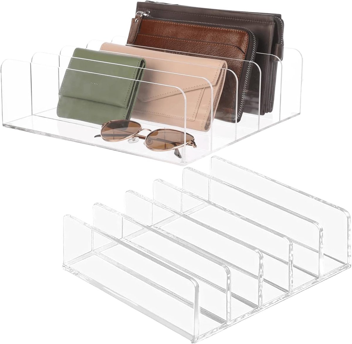2 brievenhouders van acryl, brievenorganizer met 5 vakken, documentenhouder van acryl, verticale bureau-organizer, archiefstandaard voor kantoor, 12,2 x 12,2 x 5,3 cm