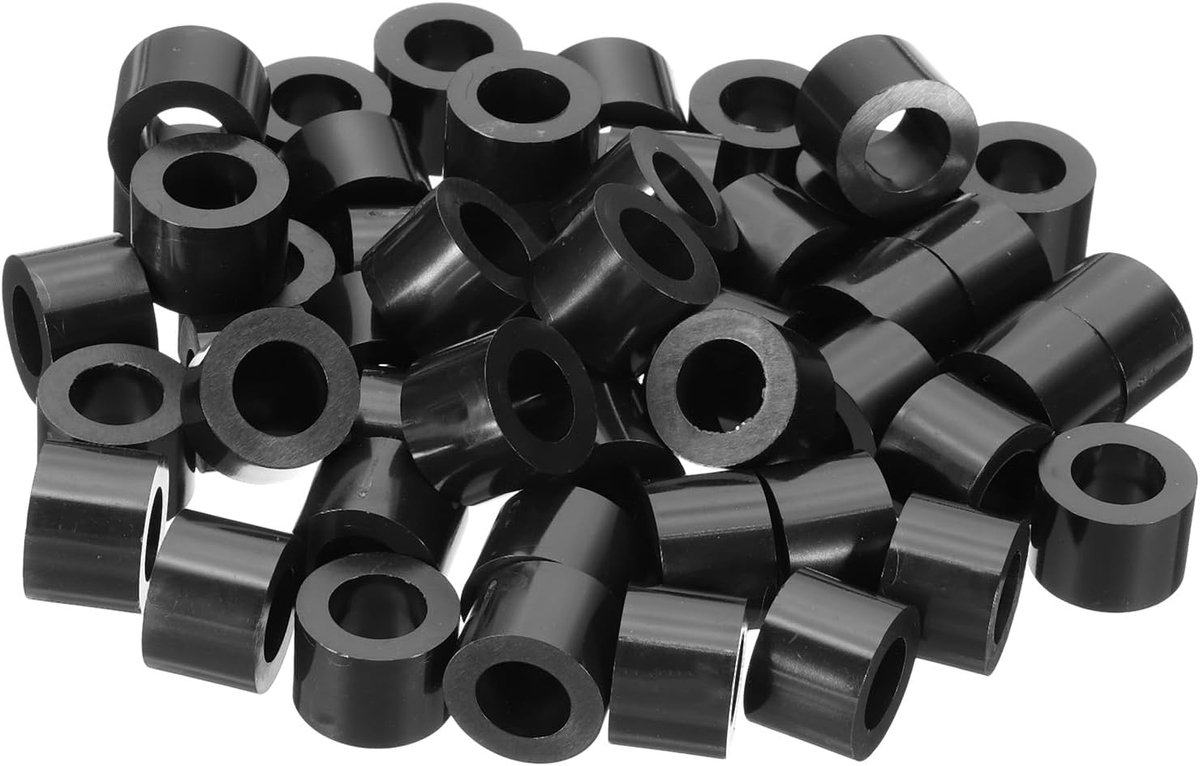 M8 zwarte ABS binnendiameter 8,1 cm, buitendiameter 5,5 inch, lengte 9,9 cm nylon ronde spacer ringen, 120 stuks plastic afstandsrubber moer zonder schroefdraad voor M8 schroeven elektrische
