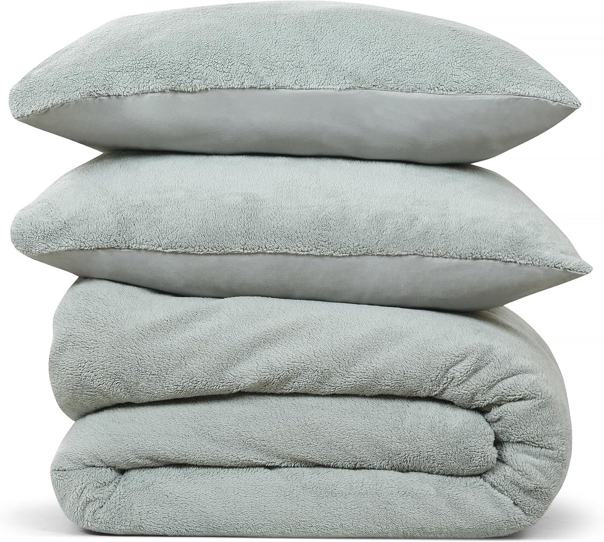 Dekbedovertrek Teddy Fleece - Dubbel 200x220 cm - Jade - Ultra zacht & huidvriendelijk - SnelShoppen