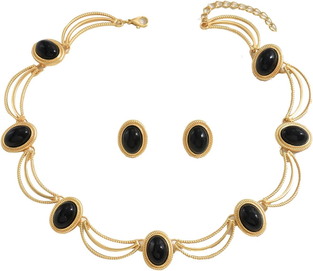 Sieradenset voor dames, elegante sieradenset met sprankelende ketting, oorbellen, armband, ringsets voor vrouwen, bruidscadeaus