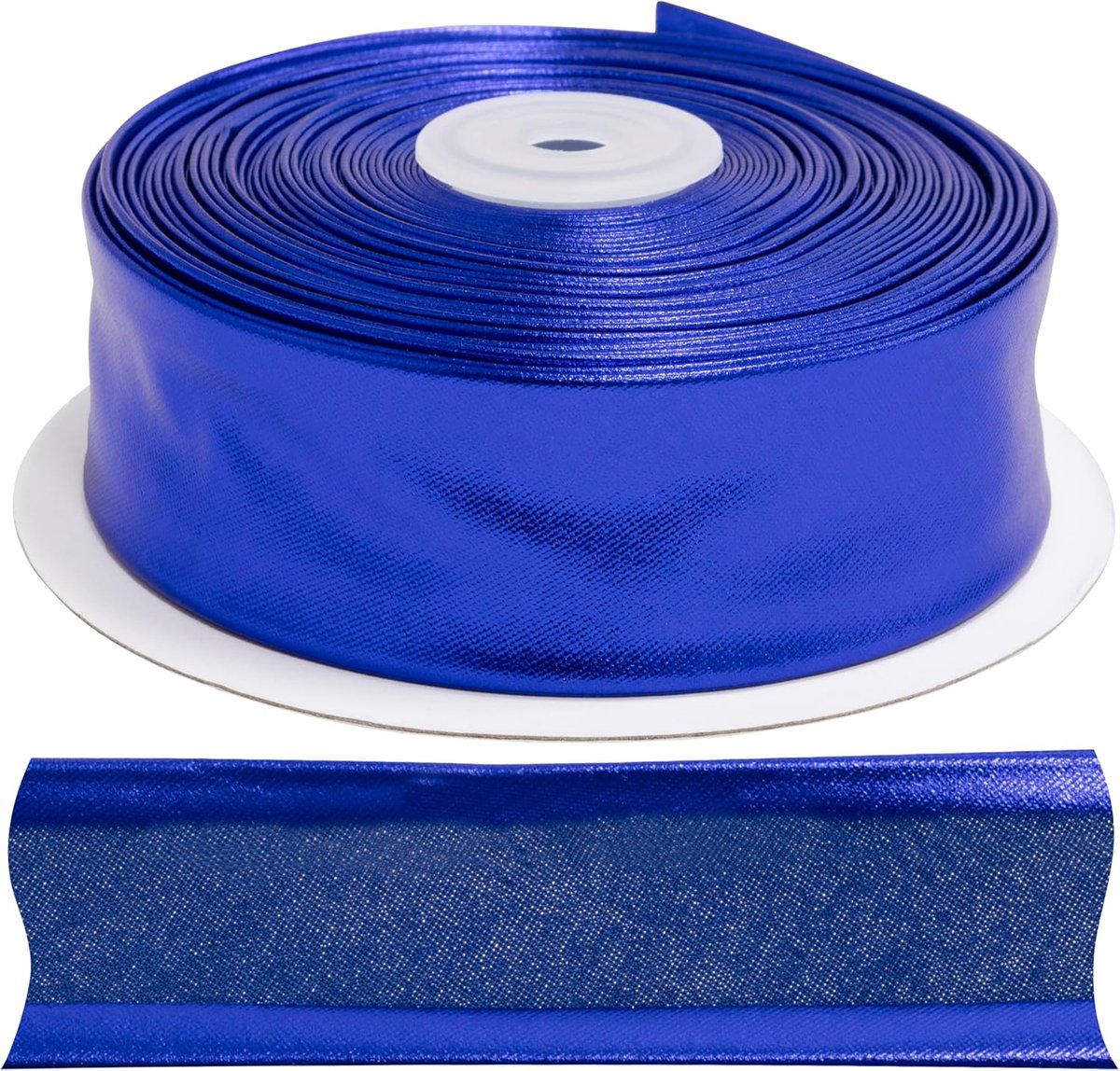 - C77460 biasband om te naaien, 10 m x 30 mm, van 5% lycra en 95% polyester, kleur: blauw