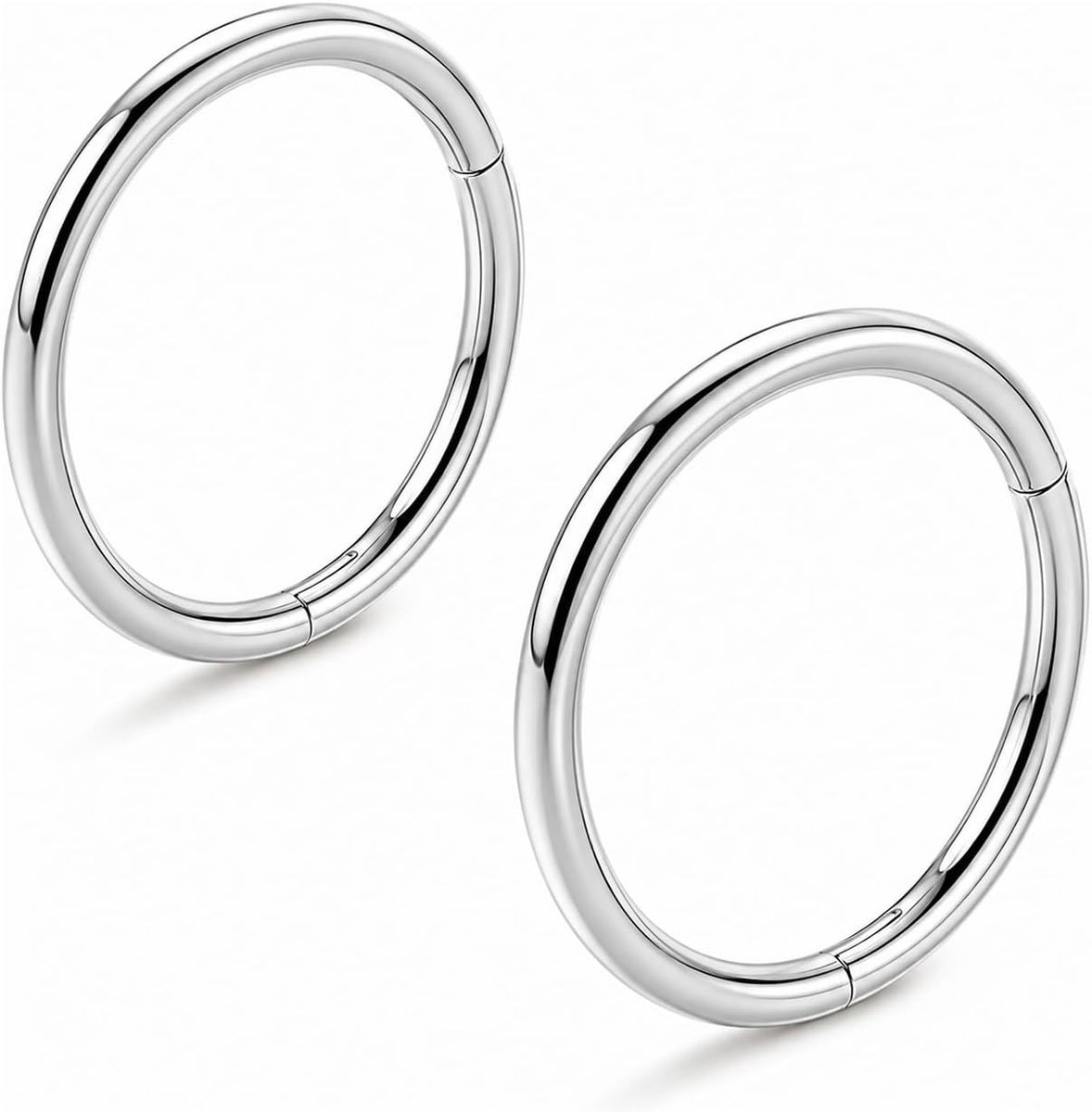 Ringen zilver 18G, clicker ring 1,6 x 8~14 mm van 316L roestvrij staal, conch piercing zilver, neuspiercing voor neus, septum, helix, tragus, oorkraakbeen, dames en heren