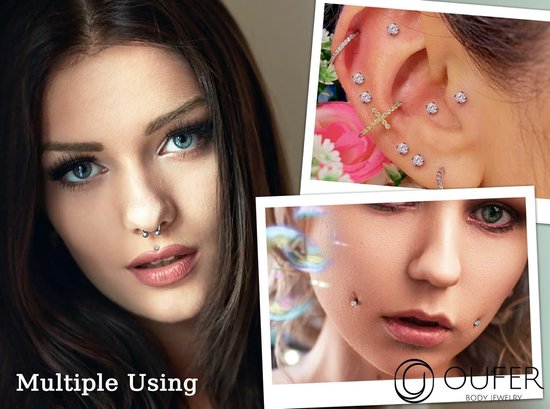 Body Piercing Intern Lip Bars Labret Stud Piercing 6mm/8mm/10mm/12mm Helix Oorbel 16G Tragus Oorbel Piercing Sieraden Titanium Tragus Helix Conch Lip Piercing Bars, Titanium — afbeelding 3