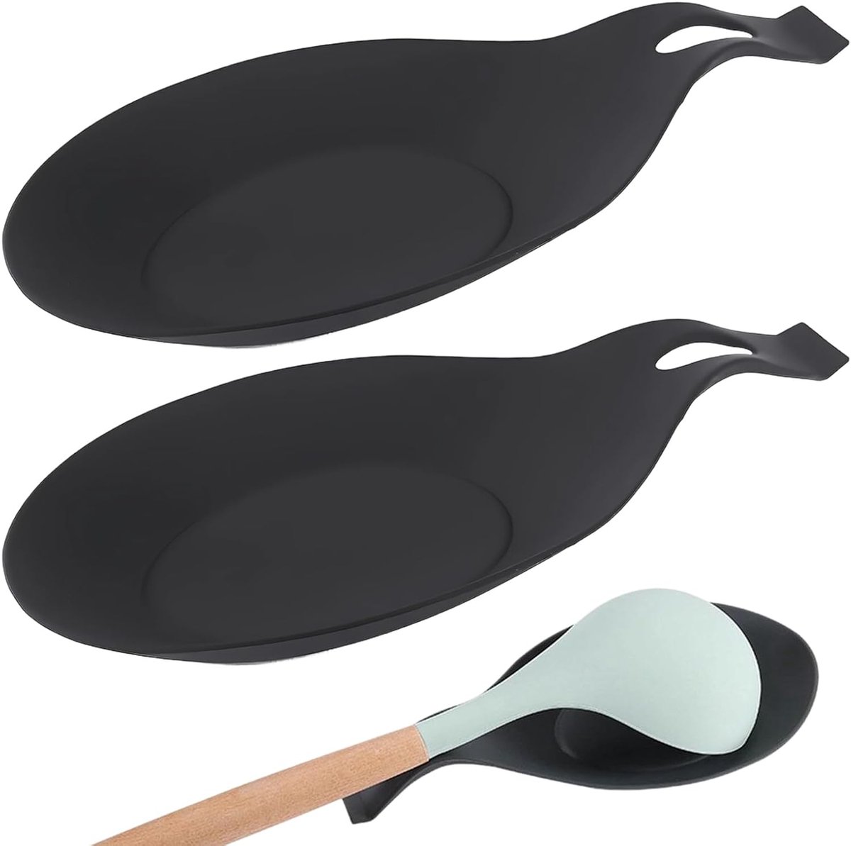 2 stuks kooklepelhouders, siliconen lepelhouder, amandelvorm, hittebestendig, keukenlepelhouder, keukenlepelhouder, voor pollepels, tangen, kookgerei