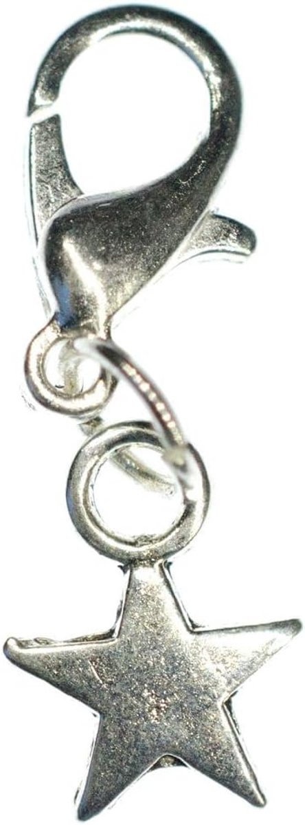 Ster Sterren Ster Kerst Charm Xmas Zilver 8mm - Handgemaakte Modesieraden I Ketting Hanger verzilverd - Bedelhanger Bedelarmband - Hanger voor Armband, 8mm, Metaal, Geen edelsteen