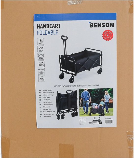 Benson bolderkar - bolderkar opvouwbaar - inhoud 60ltr - 90kg draagvermogen van Benson — afbeelding 4
