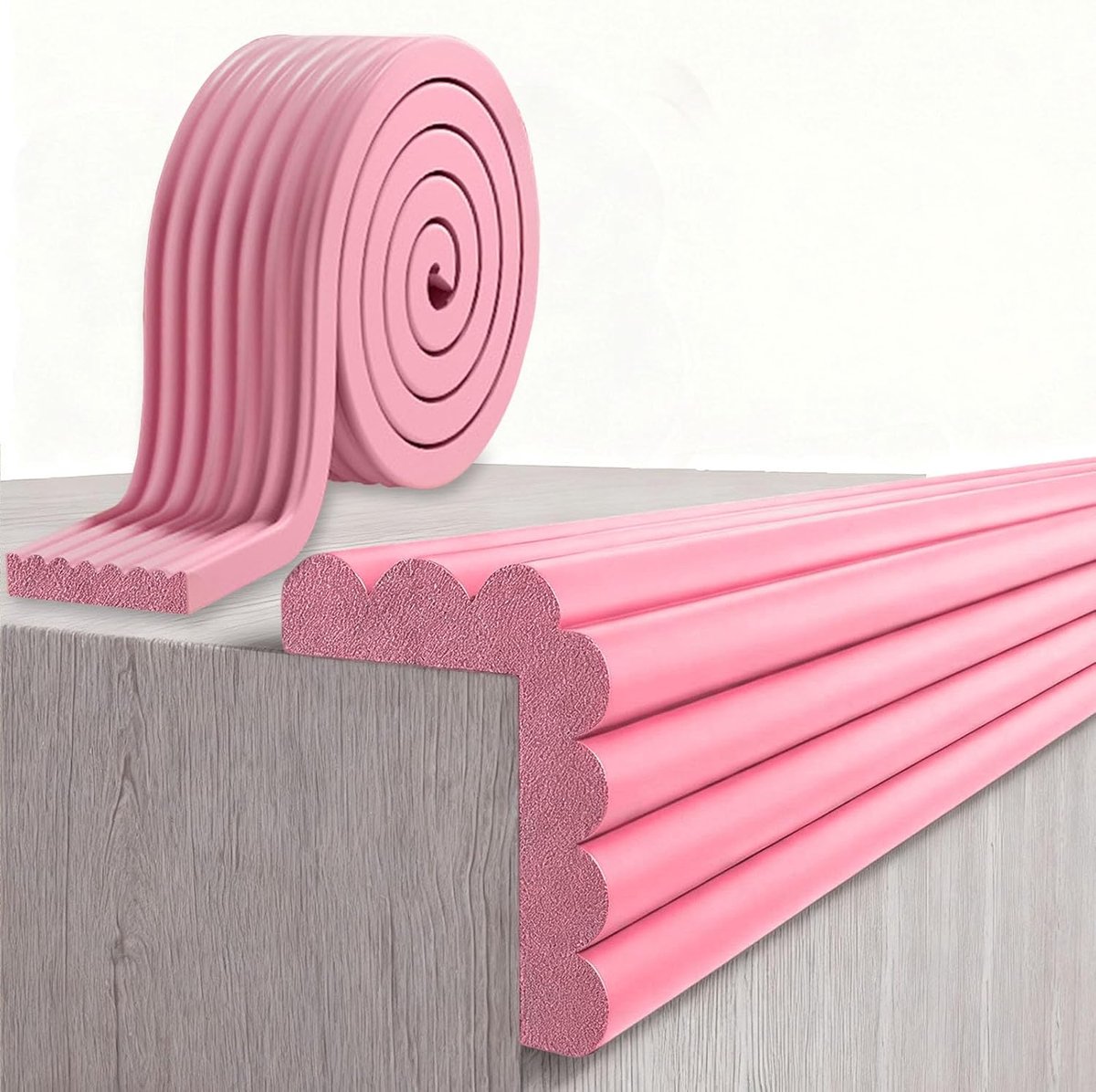 Randbescherming voor baby's, schuimrubber, tafelrandbescherming, hoeken, zelfklevend, voor kinderen, bed, vensterbank en bureau, meubels (Roze, 2M X 8CM)