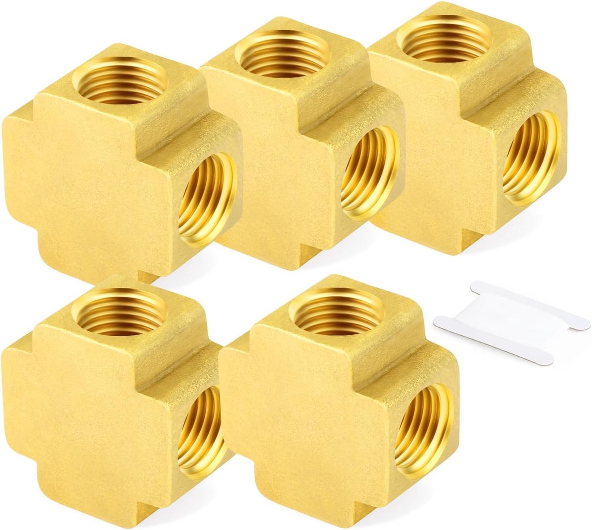 5 stuks messing pijpmontage, Barstock 4 Way Cross, 1/8" x 1/8" x 1/8" BSP vrouwelijke pijp