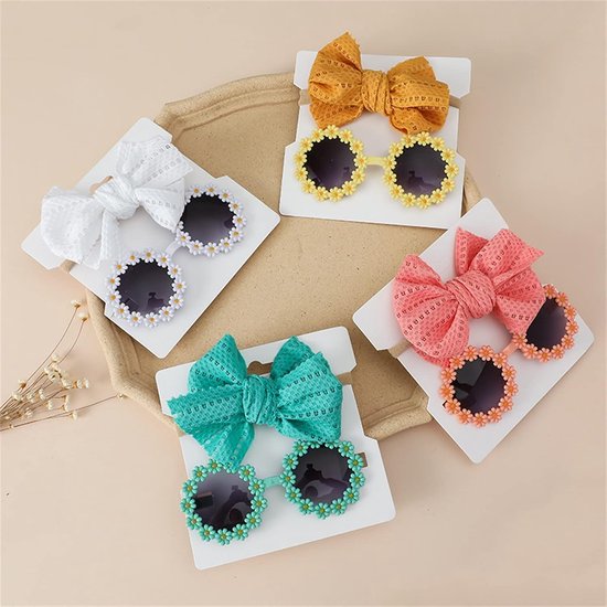 Baby Zonnebril - Bloemen Accessoire - Feestelijk Gebruik - Met Hoofdband - One Size - Geel — afbeelding 5
