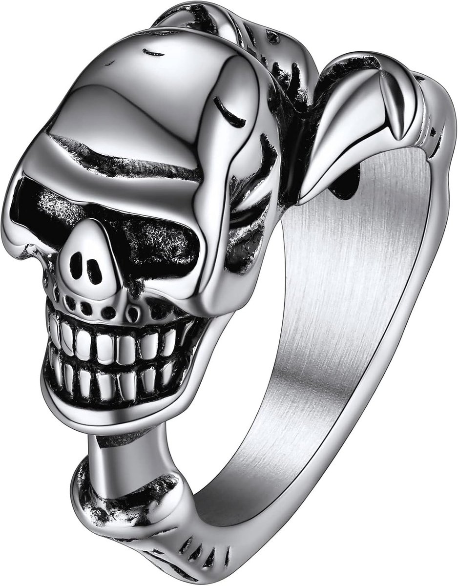 Ring Schedel Hand Hand Enkel Satanisch Donker Retro Ring Gepolijst 3D Zilver/Zwart/Goud Heren Uniseks Hiphop Rock Liefhebbers