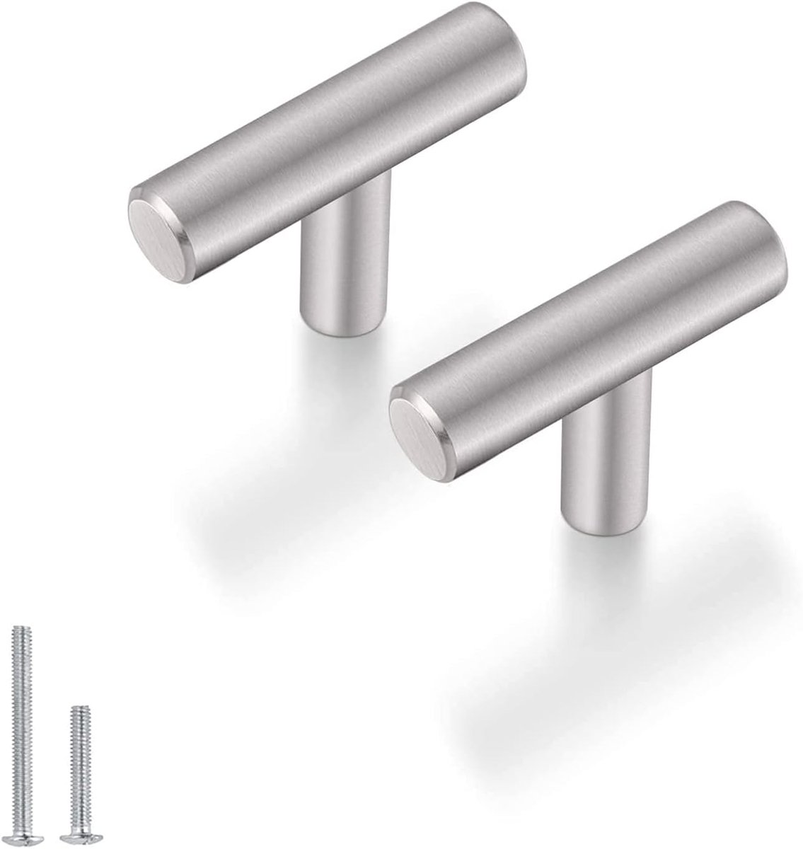Goldenwarm 10 stuks meubelknoppen stanggreep roestvrij staal deurknop zilver LS201BSS modern T enkel gat voor keukenkast
