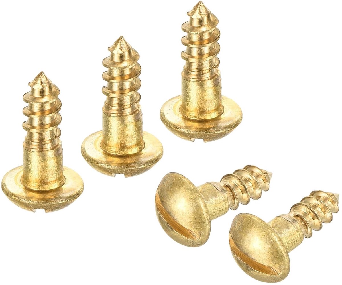Houten schroeven, M4 x 12 mm, ronde kop, koperen sleuf, zelftappend, voor doe-het-zelvers, houtbewerking, huishouden, industrie, 20 stuks