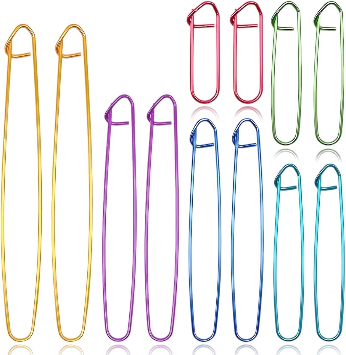 12 stuks aluminium netstoppers, kleurrijke veiligheidsspelden voor breien, haakaccessoires voor truien en sjaals, 6 maten, meerkleurig