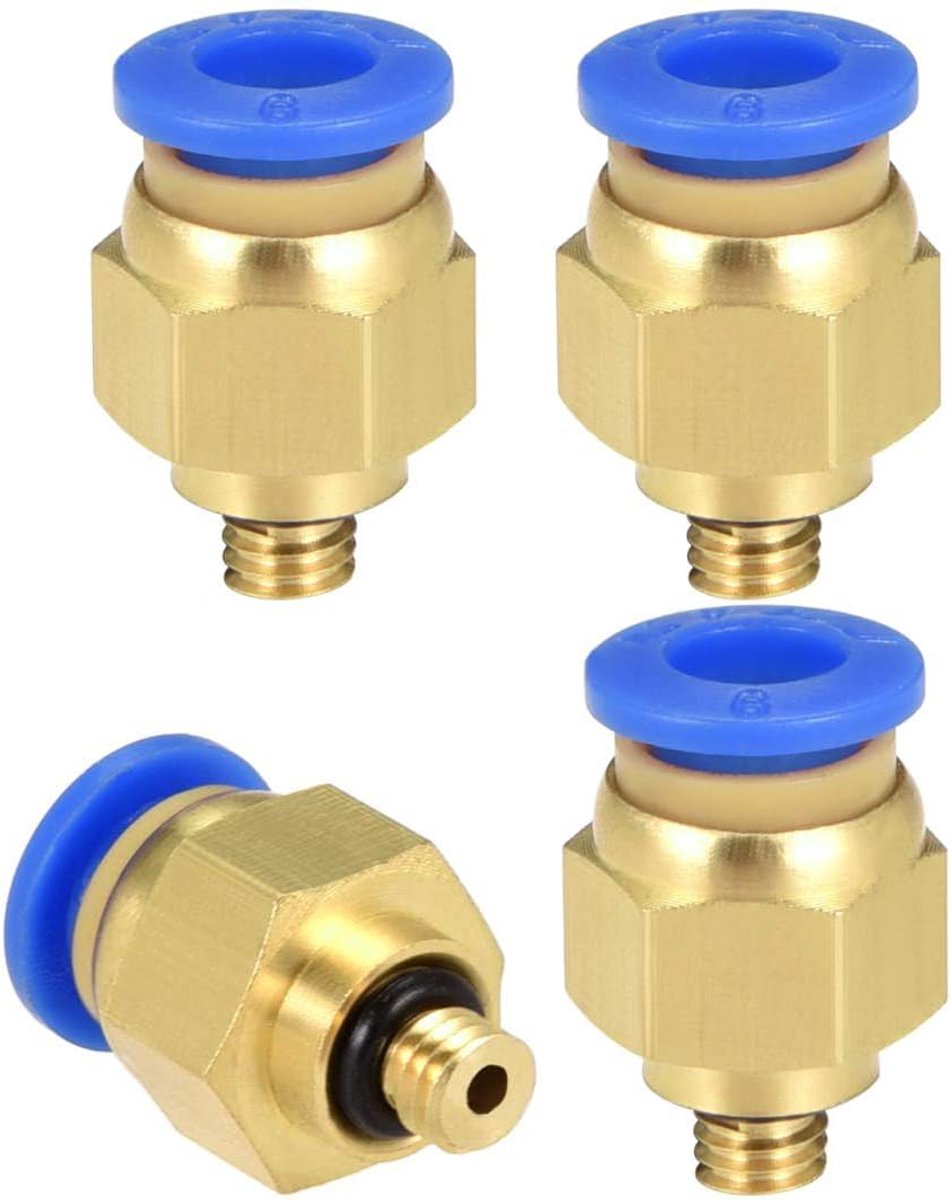 6 mm pneumatische push-to-connect fittingen, M5 mannelijke draad snelkoppeling, rechte koppeling voor luchtlijn, push-fit connectoren voor pneumatische systemen en luchtcompressoren, 8 stuks