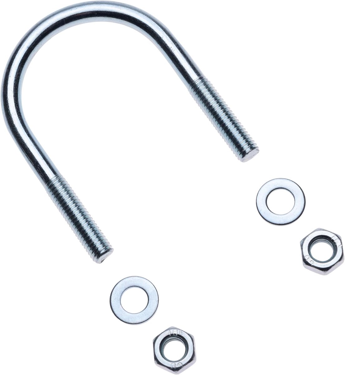 U-bout met moeren en ringen, U-vormige ronde bevestigingsmiddelen voor 26.9mm (3/4") pijp diameter, Verzinkte stalen U-bout buissteun ronde bochtklem (5 stuks)