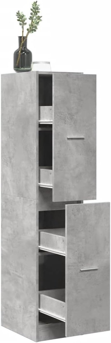 Betongrijs 30 x 41 x 144,5 cm houtmateriaal met 4 uittrekbare laden voor keuken, kantoor of woonkamer