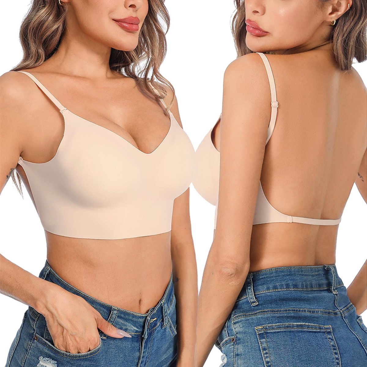 Push-Up BH met open rug Deep V - zonder beugel - transparant - perfecte ondersteuning voor elke gelegenheid - SnelShoppen