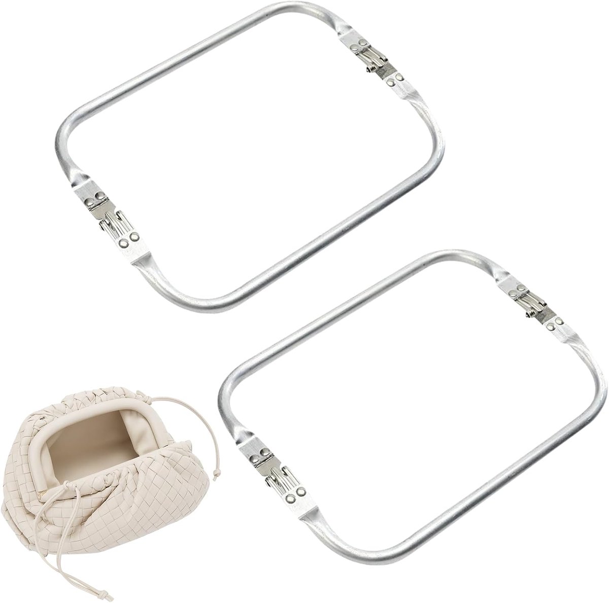 2 stuks handtassluiting, haken, handgrepen voor handtasframe van aluminium, handgrepen voor haaktas, muntsluiting, naaien voor doe-het-zelf, tassen maken (9 x 25 x 2 cm)