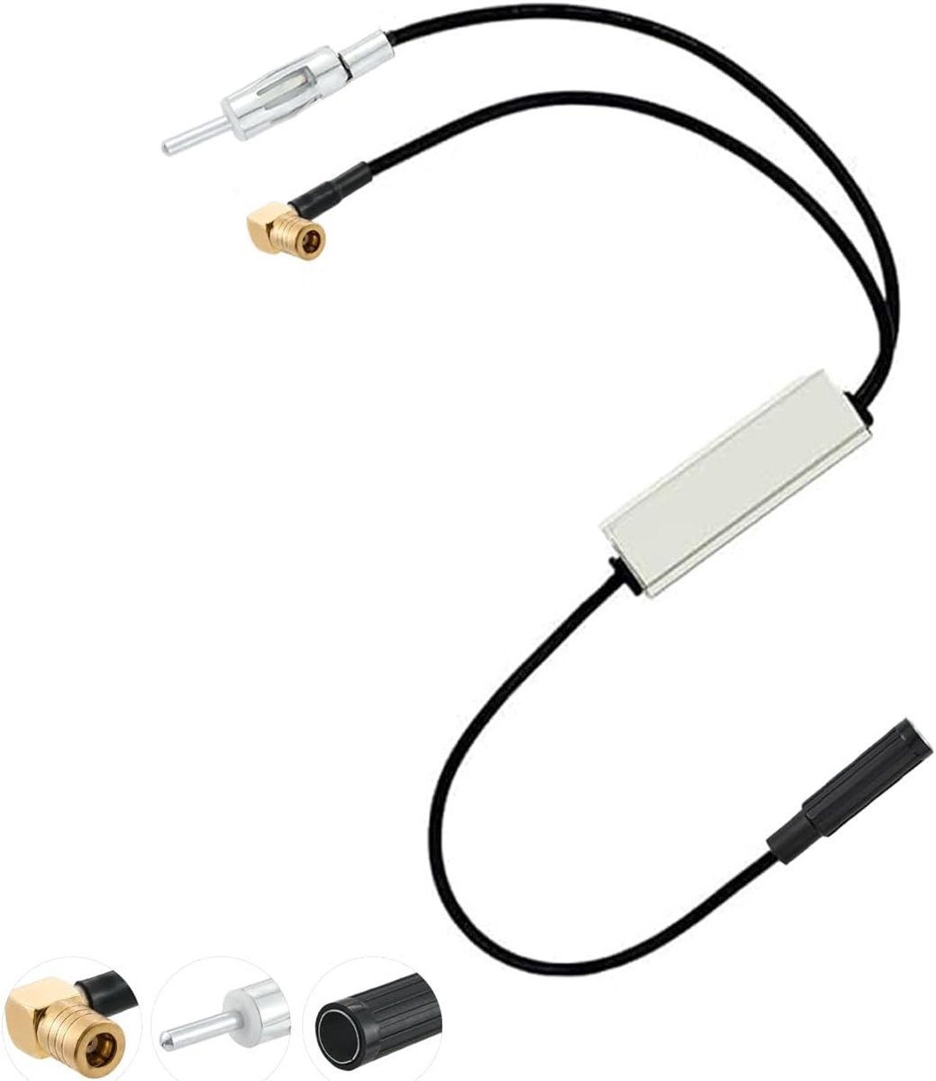 DAB FM Antenne Splitter - DIN Stekker naar DIN Aansluiting - SMB Hoekadapter - Verbeter signalen voor autoradio - ShopVlot