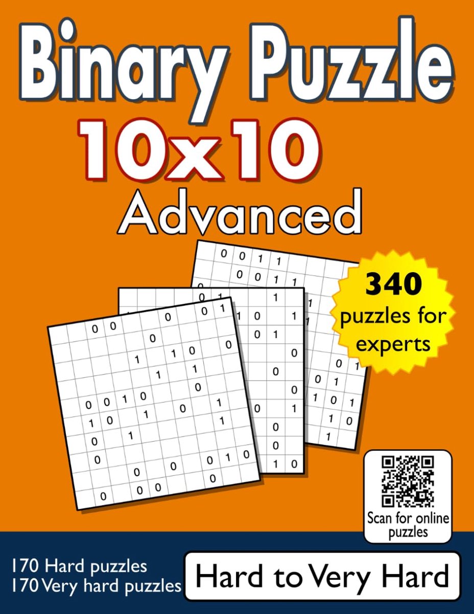 Binary Puzzle 10x10 - Geavanceerd - Moeilijk tot Zeer Moeilijk - 340 puzzels voor experts - ShopVlot