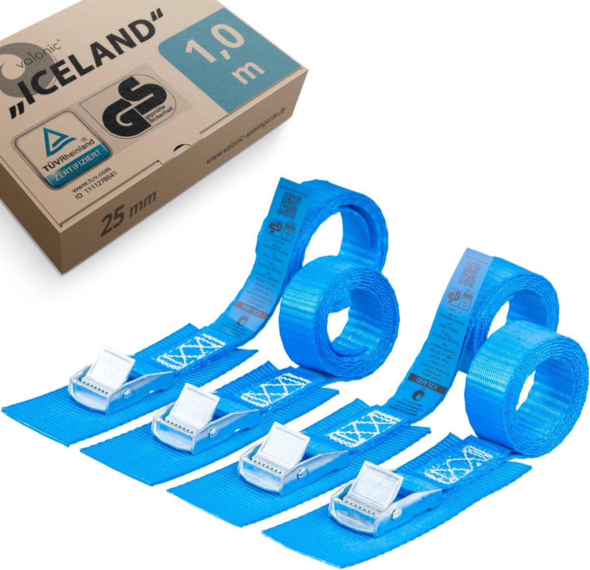 Lashing straps 4 x 1 m - Korte bevestigingsriemen - Gevoerd - Beschermt tegen krassen - ShopVlot