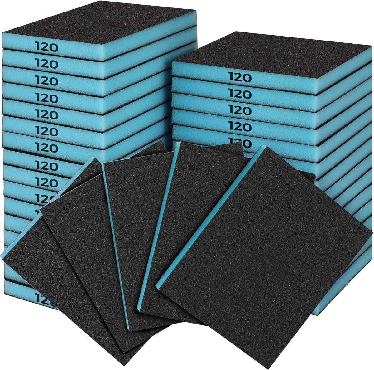 Schuur spons set 18 stuks 120 korrel - Blauwe flexibele schuurpads - Herbruikbaar voor hout, kunststof en metaal - ShopVlot