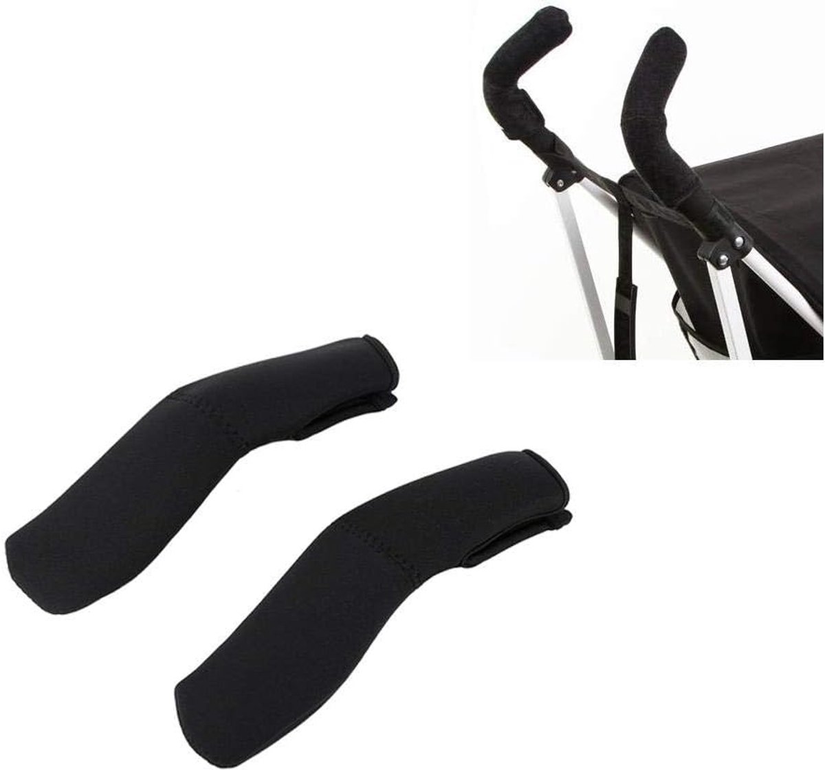Stroller handle cover - universeel zwart - duurzaam leerachtig materiaal - eenvoudig te installeren - ShopVlot