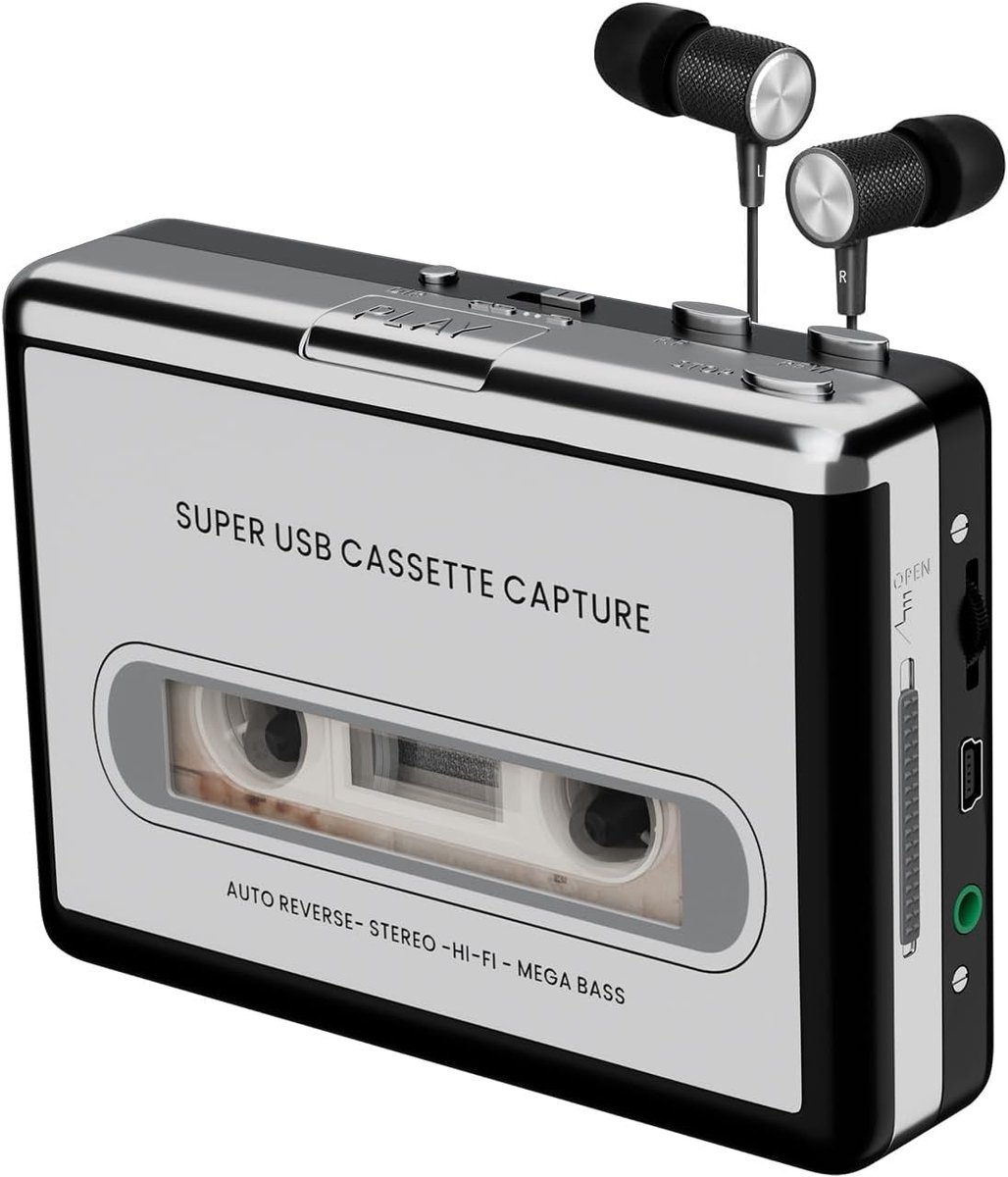 Cassette-recorder - draagbaar - zilver - digitaliseer cassettes naar MP3 - ShopVlot