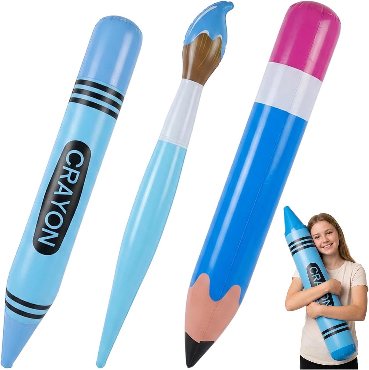 opblaasbare potloden 3 stuks - feestdecoratie - opvallende achtergrond - voor eerste schooldag - ShopVlot