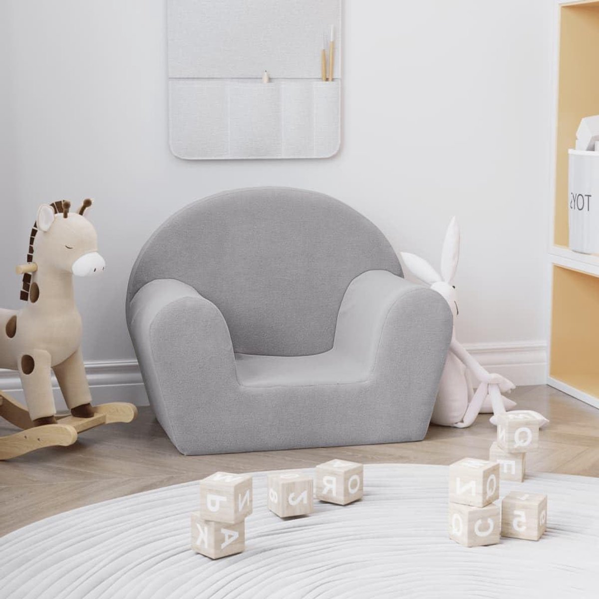 Kinderbank Pluche - Peuterstoel Kindermeubel - Ontspannen Lezen Spelen - Afneembare Wasbare Hoes - 57 x 34 x 45 cm