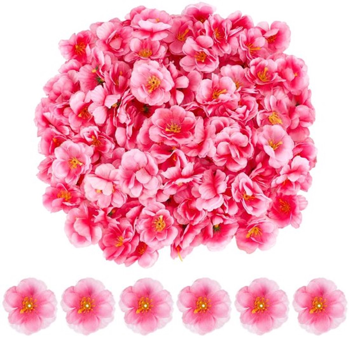 150 stuks kunstmatige kersenbloesemkoppen 5 cm kleine perzikbloemen kunstbloemblaadjes voor bruiloften, feesten, huisdecoratie, bruidshaarspelden, hoofdbanden, jurken, doe-het-zelf