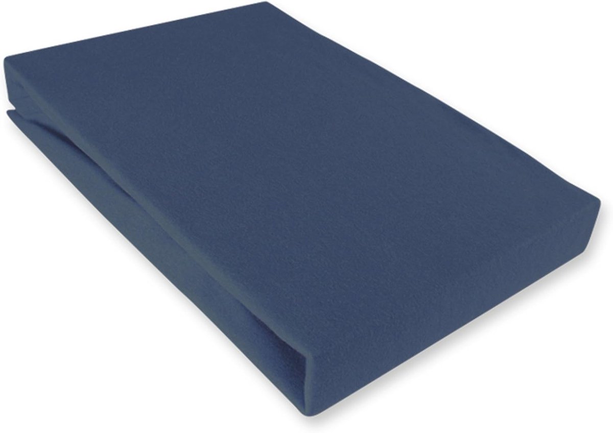 Fitted sheet 180-200 x 200 cm - navyblauw katoen - Oeko-Tex Standard 100 - elastische pasvorm - ShopVlot