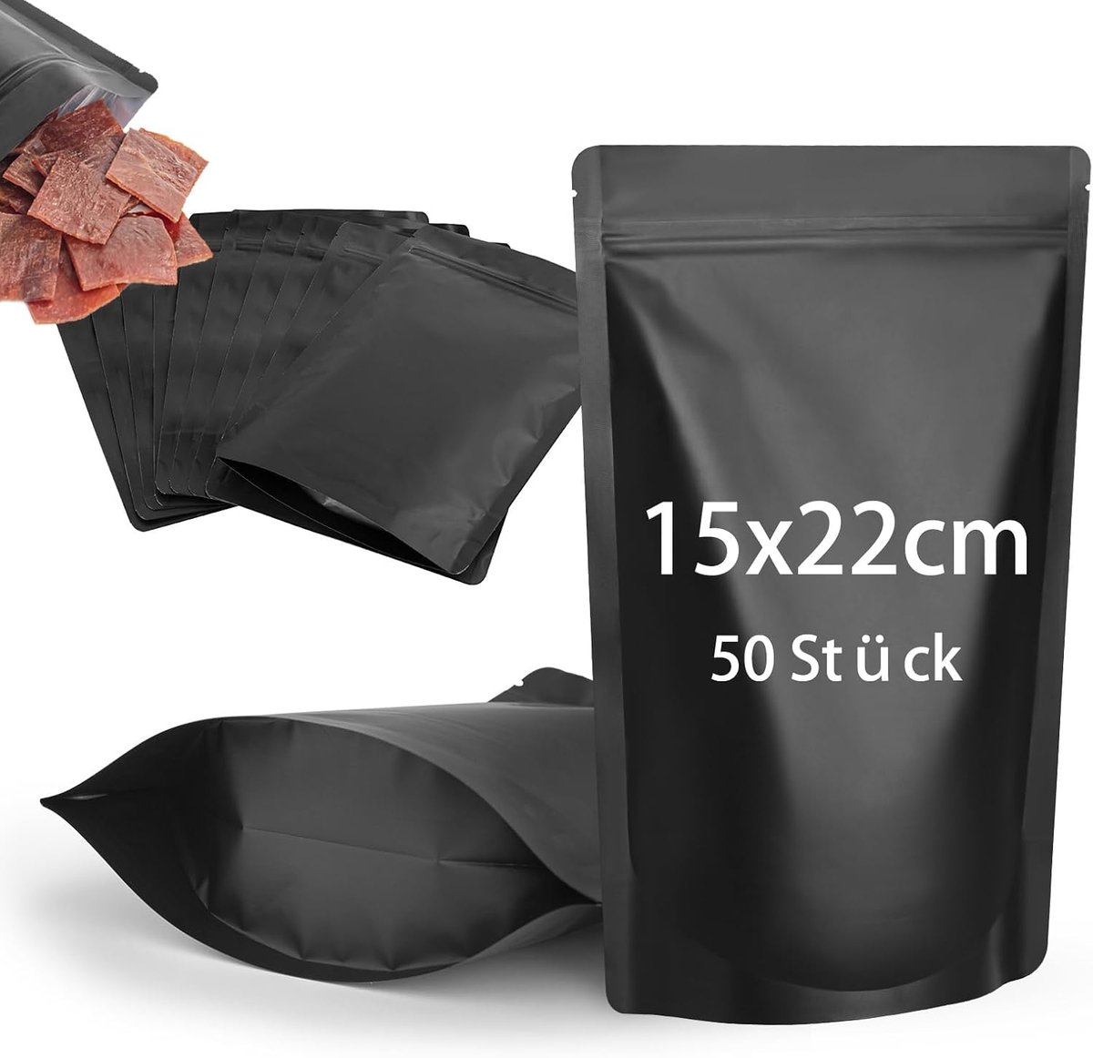 Mylarbeutel 50 stuks - zwart 15 x 20 cm - met ritssluiting - eenvoudig te sluiten - ShopVlot