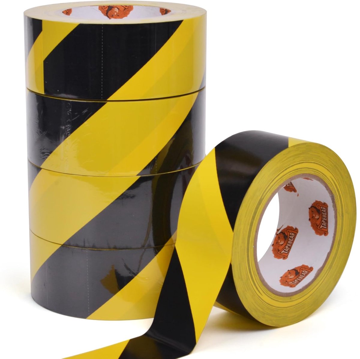 Waarschuwingsband geel zwart - PVC zelfklevend - 5cm x 140m - ideaal voor vloer markering - ShopVlot