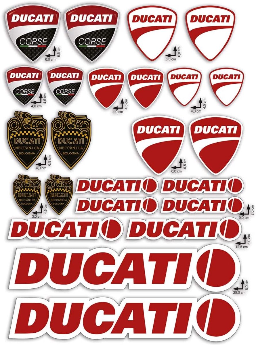 Sticker kit - Ducati Corse logo - complete set van 24 stuks - voor scooter en motor - personaliseer je voertuig - ShopVlot