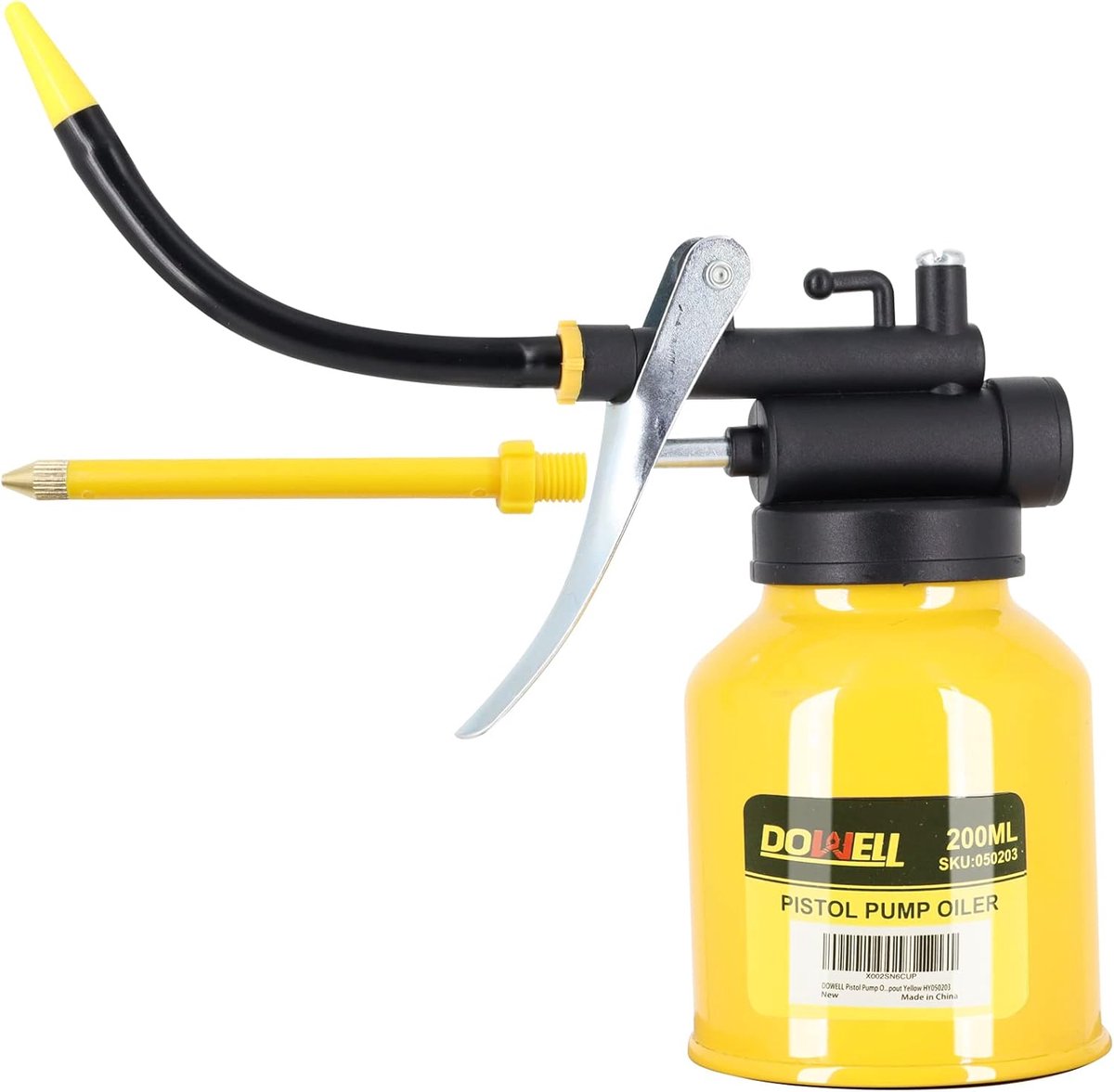 Oliepomp 200ml - Gele metalen oliecan - Flexibele spuit - Voor eenvoudig smeren - ShopVlot