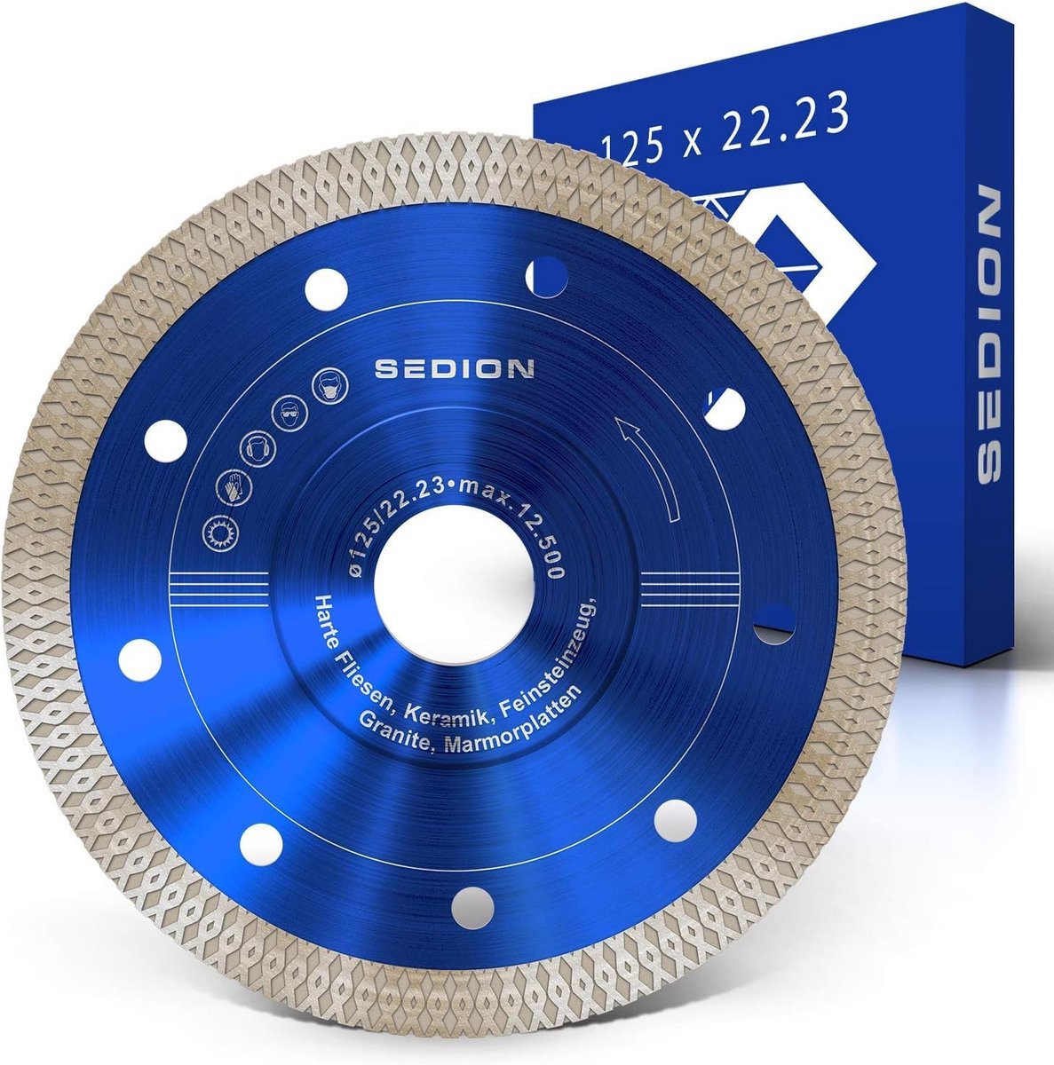 Diamantschijf 125 mm - voor hard tegels, keramiek, porselein - scherp snijden - ideaal voor natuursteen - ShopVlot
