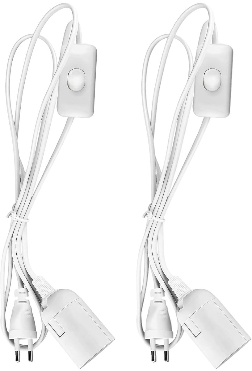 E27 lampenhouder met kabel 1.8 m - set van 2 - wit - ideaal voor plafondverlichting - ShopVlot