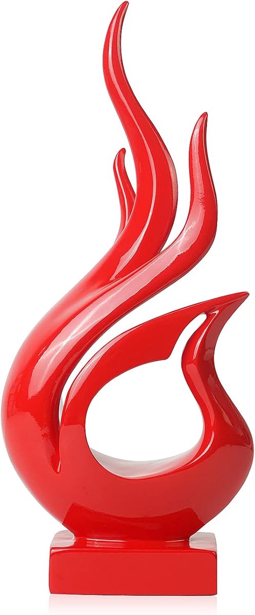 Sculptuur Vlam Moderne Abstracte Kunst - Hars Rood - Unieke Designdecoratie - Perfect voor Woonkamer - ShopVlot