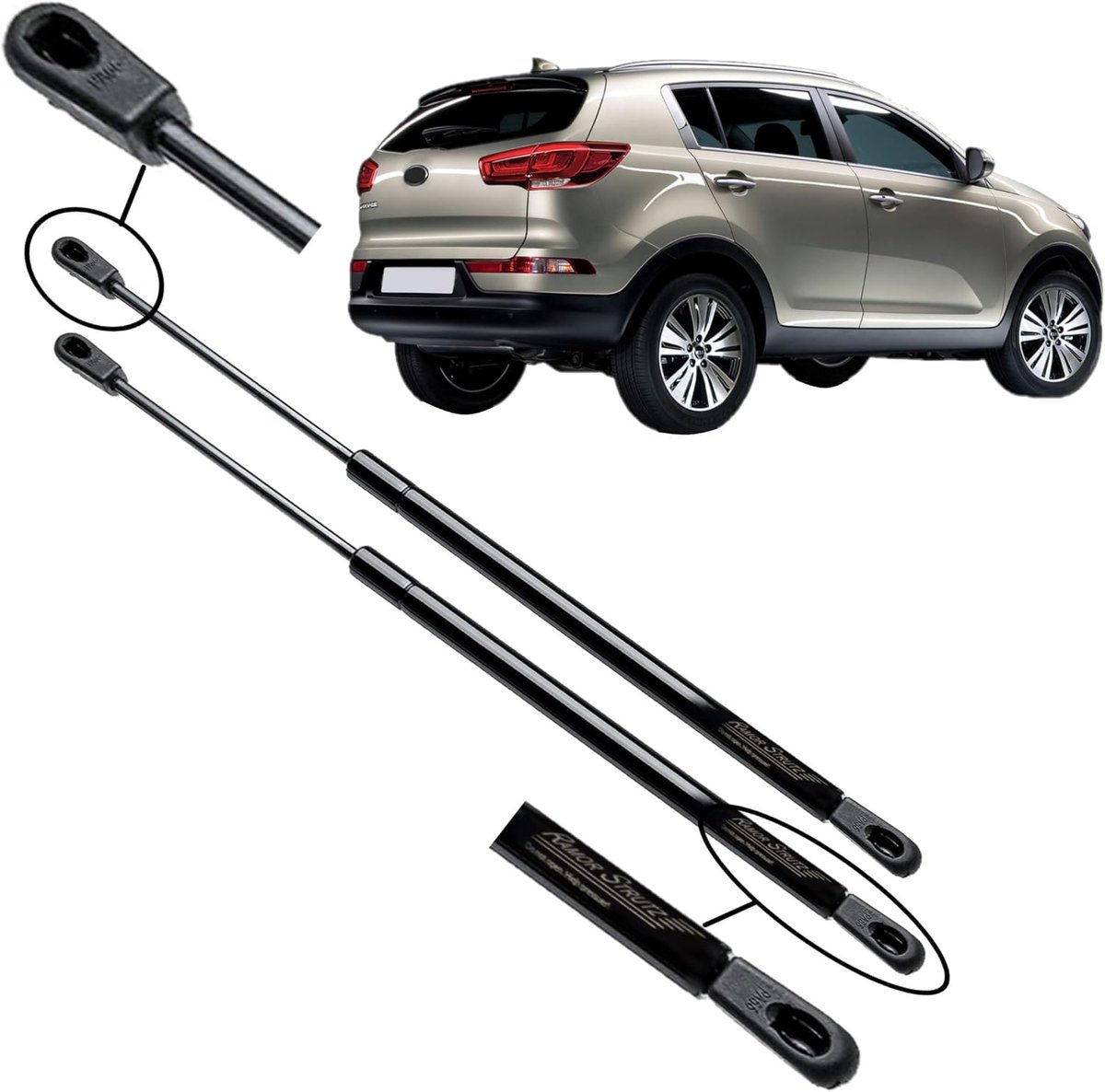 Gasveer achterklep 455 mm - vervangingsset voor Kia Sportage SL 2010-2015 - 570N kracht - eenvoudige installatie - ShopVlot