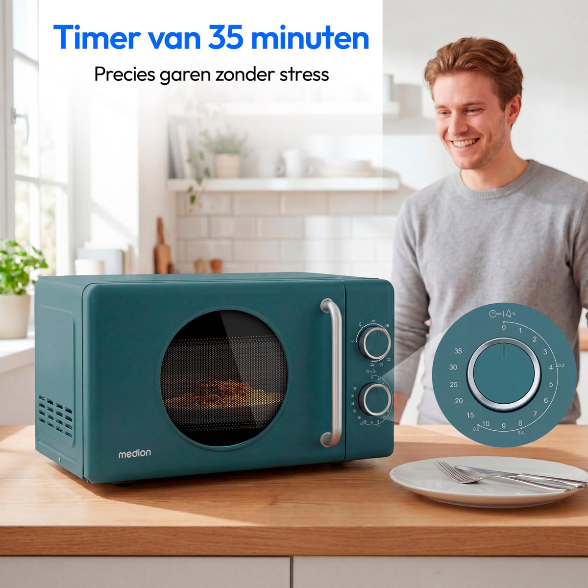 MEDION Retro magnetron met grill - petrolblauw thumbnail 5