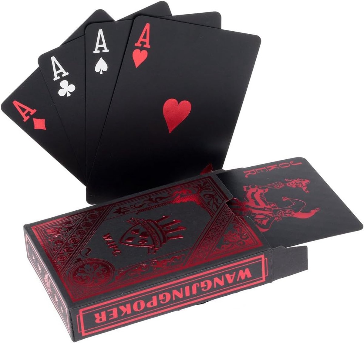 Speelkaarten Texas Holdem Poker - Zwart waterdicht - Professionele PVC plastic - Ideaal voor casino-ervaring - ShopVlot