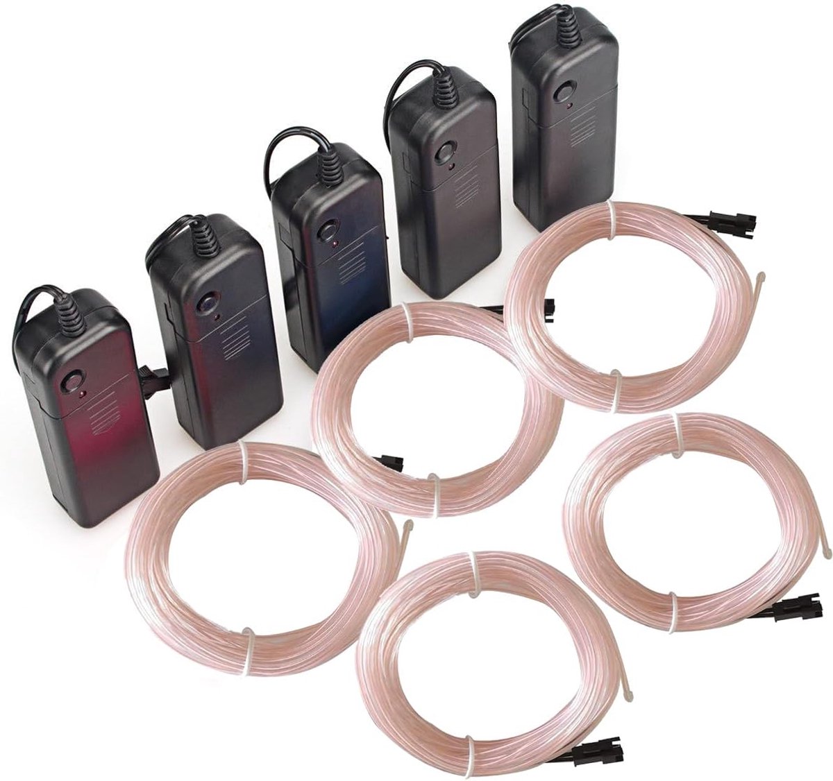Neon draad 5 x 3 m - wit - batterijgevoed - 3 verlichtingsmodi voor feestelijke aankleding - ShopVlot