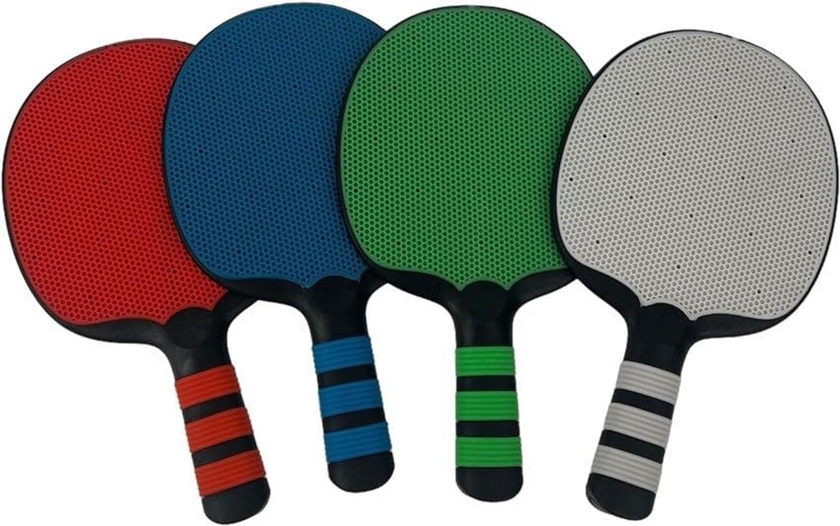 Tafeltennis bat set Smash 4 - 4 ultra duurzame bats - 6 outdoor ballen - speel plezier voor iedereen - ShopVlot