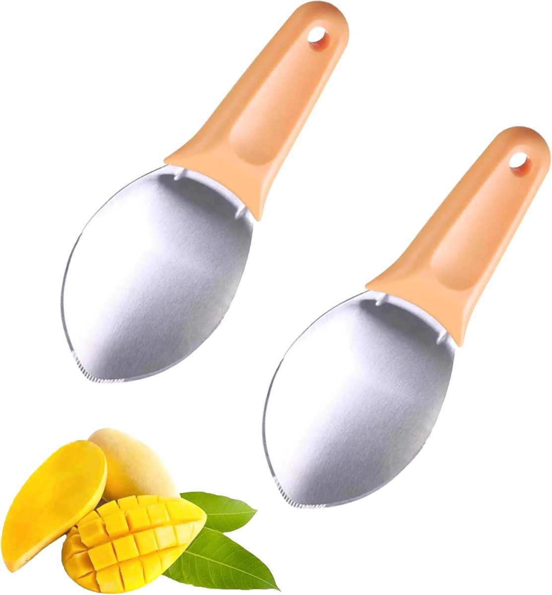 Mangosnijder 2 stuks - roestvrij staal - antislip handvat - gemakkelijk mango's snijden - ShopVlot