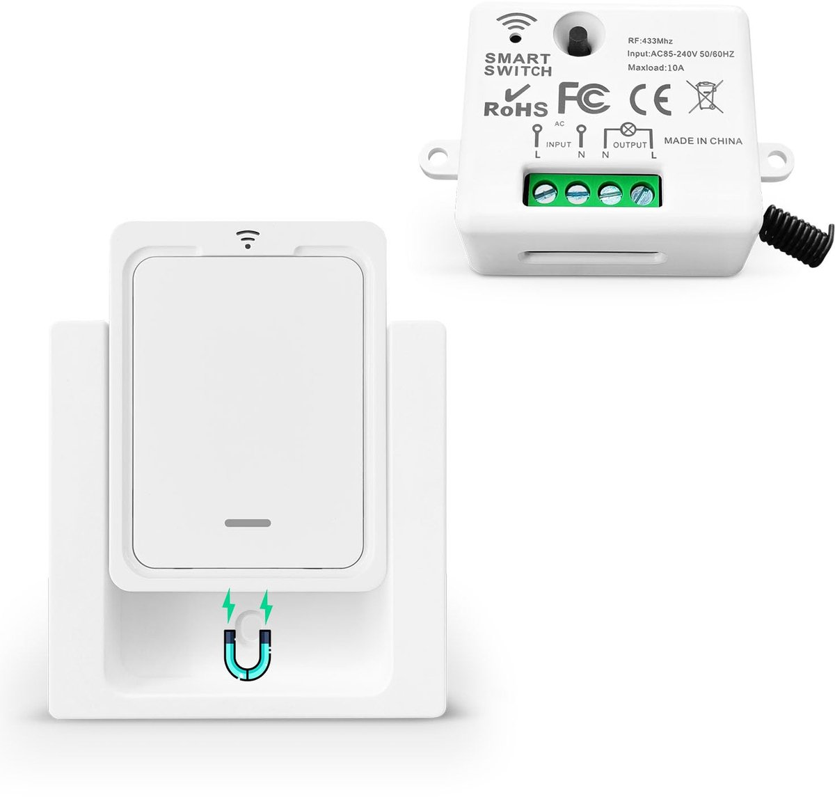 Draadloze Lichtschakelaar Kit - Mini Radiozender - 100M Bereik - Eenvoudige installatie zonder bedrading - ShopVlot