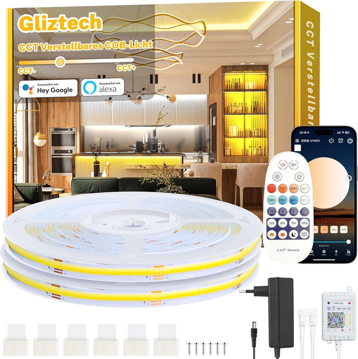 LED Strip 14 m Warm Wit - Dimbaar - Slimme App & Afstandsbediening - Ideaal voor Keuken en Slaapkamer - ShopVlot